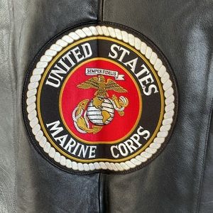 Geronimo NWT Leather Vest with Large United States Marine patch on back size xl